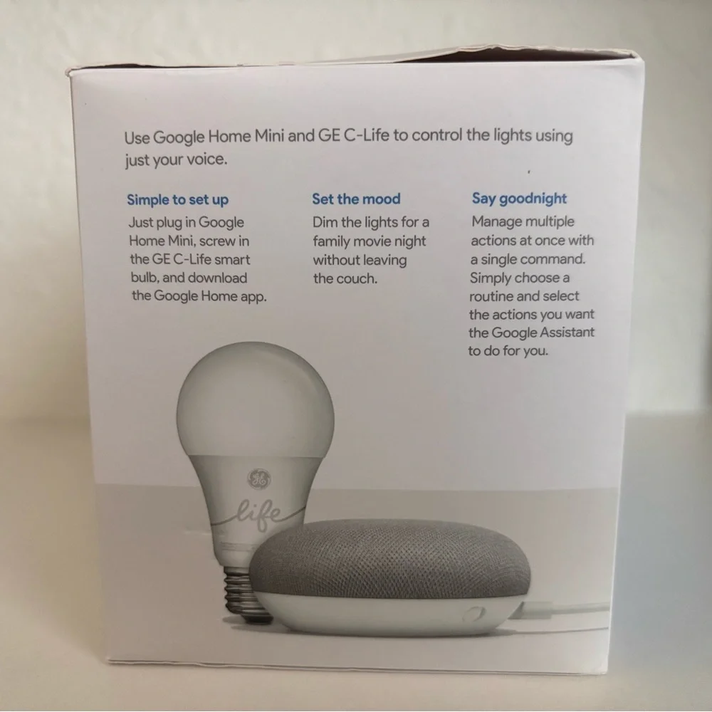 Google Home Mini with GE Smart Bulb - Gray